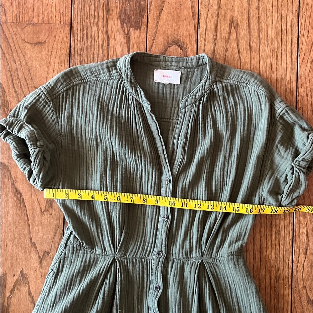 XIRENA Cate Elegant Green Midi Dress Made in USA Without Belt - Picture 15 of 16